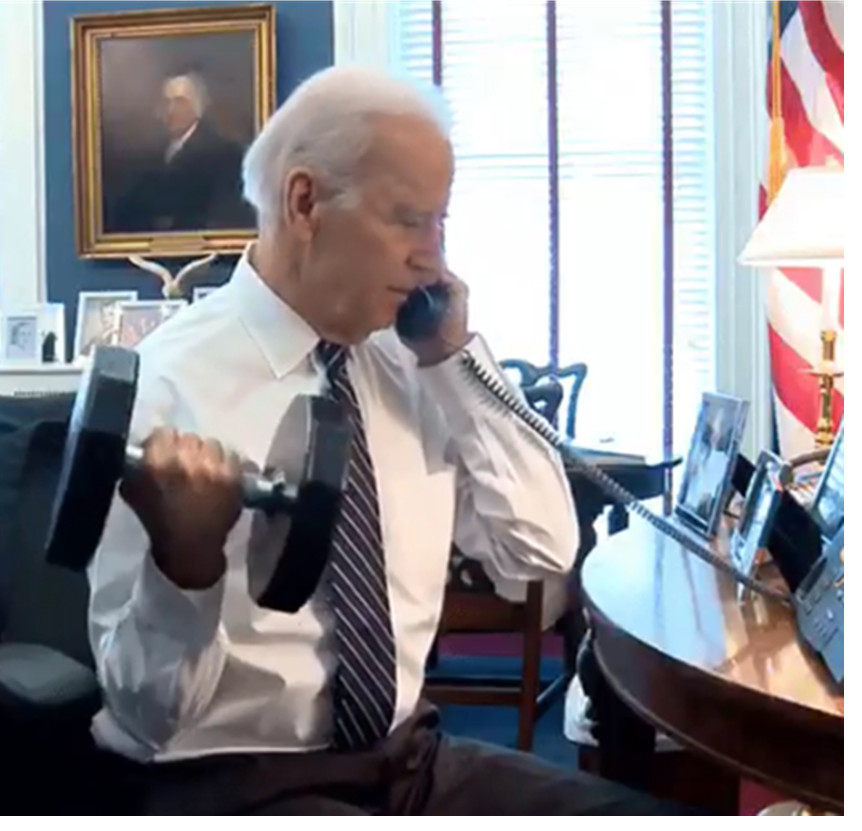How to work out with only a pair of dumbbells? Look at Joe Biden for some advise