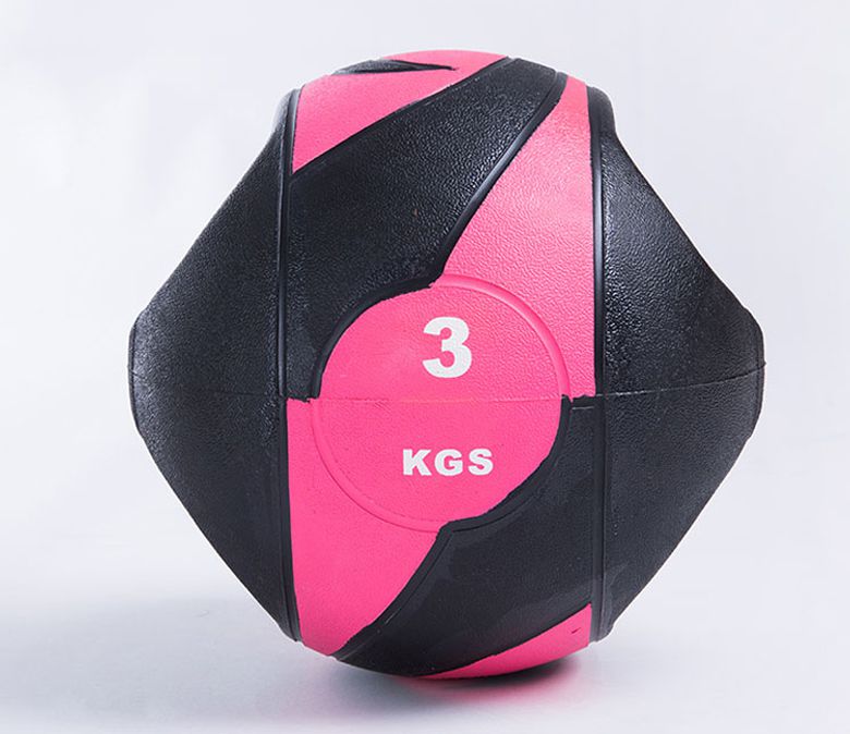 Black And Pink Rubber Single Grip Medicine Ball