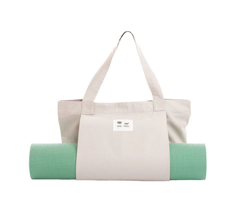 Canvas Totebag with Yoga Mat Carrier Pocket